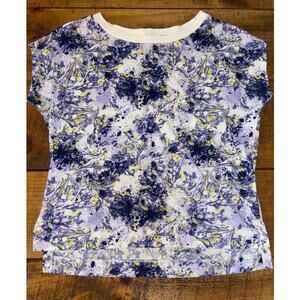 Womens Anthropologie Tiny Floral Abstract Purple Yellow Poncho Blouse Medium